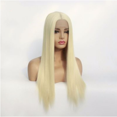 Comercio exterior exportación de moda oro ligero longitud de microondas rizado frente peluca de encaje fibra química cubierta de cabeza LW0214