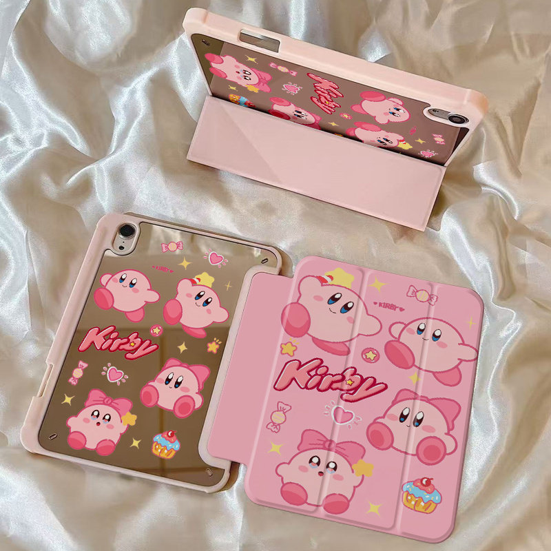 Cute Kirby-themed protective case for Apple iPad tablet, suitable for mini 70% off pro, mirror finish, air anti-bend 11inch