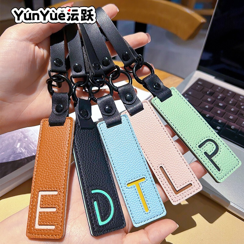 Cross-Border Popular Item: 26-Letter Alphabet Keychain, Leather Car Accessory, Simple Small Gift Pendant for Couples Cross-Border Popular Item: 26-Letter Alphabet Keychain, Leather Car Accessory, Simple Small Gift Pendant for Couples