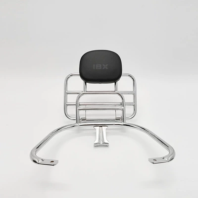 Tail Rack Bumper Windshield, Motorcycle frame - gts300-silver-backrest-rear-shelf