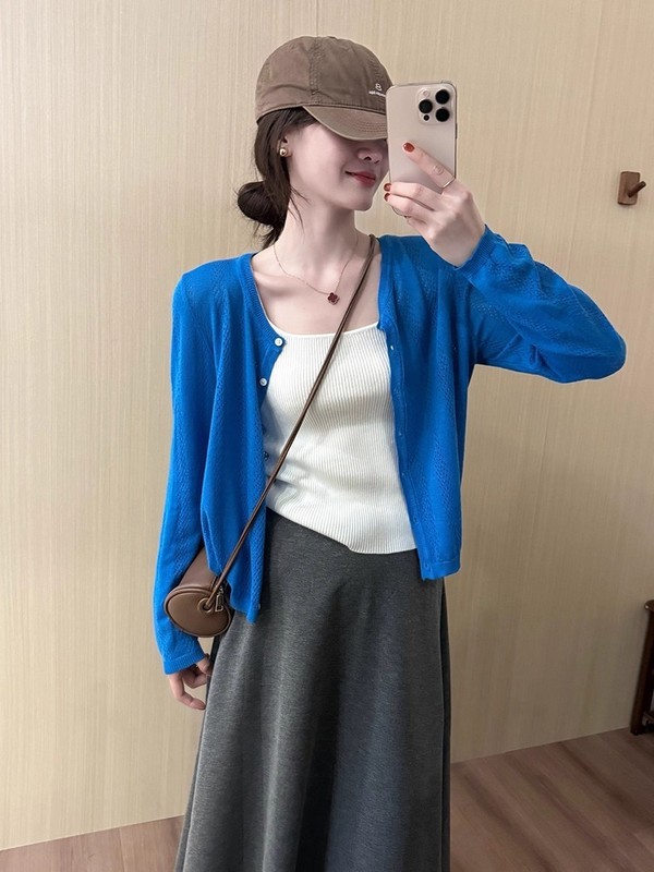 多巴胺小镂空早秋薄开衫2025新款甜美气质减龄显瘦长袖上衣女|undefined