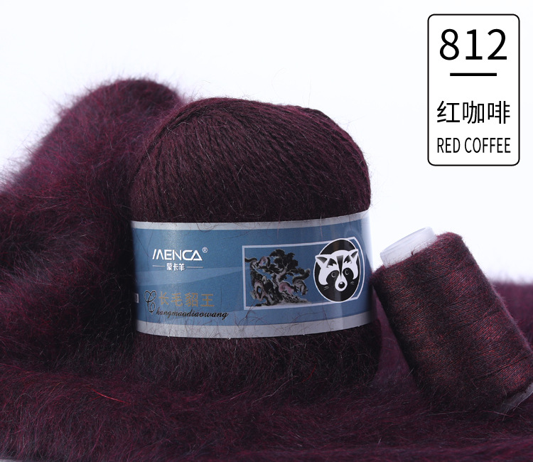 Hilo de lana de visón de lana larga Monopolio de la marca MENCA Hilo de lana de conejo de Angora Hilo de punto hecho a mano de 2 hilos