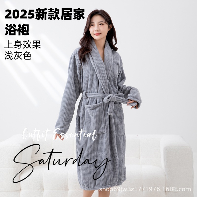 (2개) 성인 하이 엔드 목욕 가운 두꺼운 가을과 겨울 홈 옷 따뜻한 잠옷 목욕 목욕 가운 긴 호텔 흡수 소프트