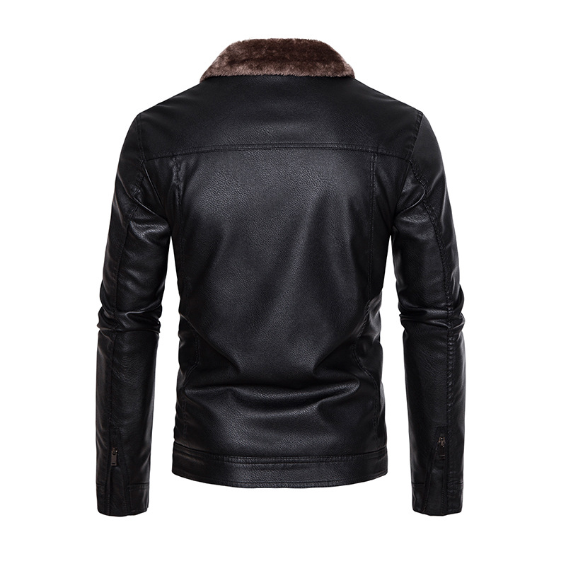 Nueva chaqueta de cuero para hombres pieles en una chaqueta de cuero PU locomotora con la solapa para hombres gruesa chaqueta de cuero coreana chaqueta delgada