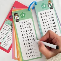 Wipe‑and‑write math teaching cards, reusable flashcards 15 pcs + 2 pens, 18×7 cm