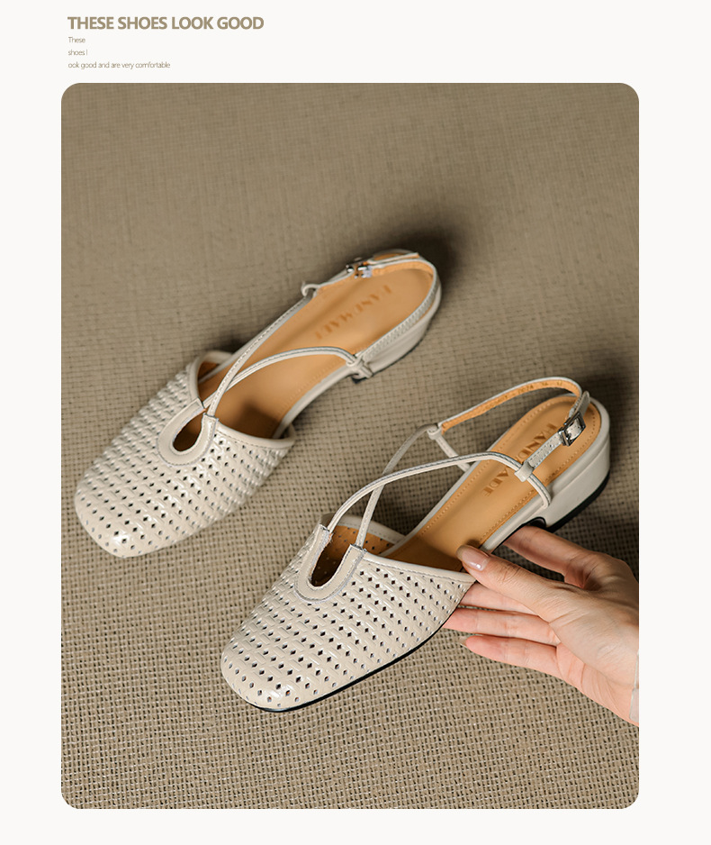 Sandal nữ Mary Jane quai chéo hở gót, gót thô 3 cm, mũi tròn bít — đen chi tiết 20