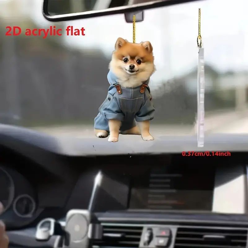 Creativo nuevo lindo cachorro de vacaciones colgante acrílico plano transfronterizo automóvil espejo retrovisor interior decoración colgante