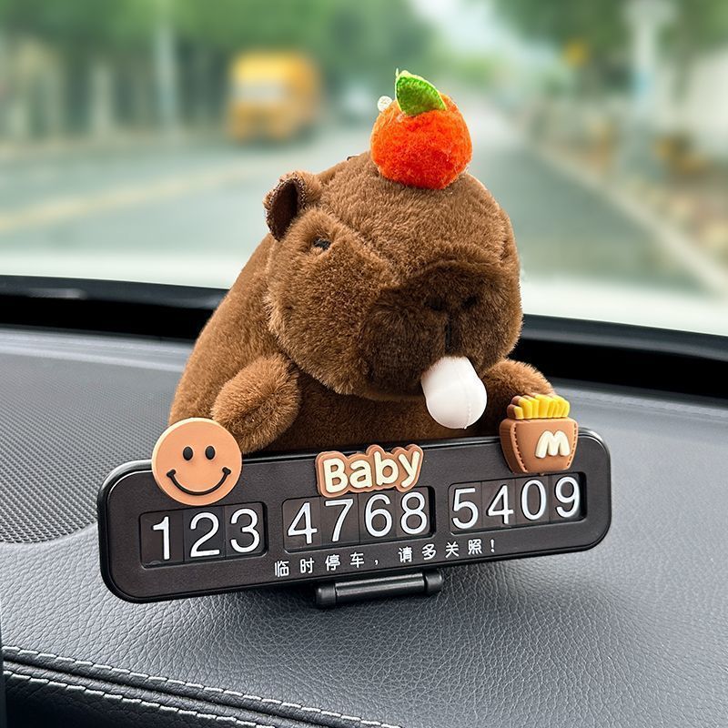 Cute capibara delfin de agua coche estacionamiento temporal placa de número de automóvil placa de teléfono de automóvil accesorios interiores