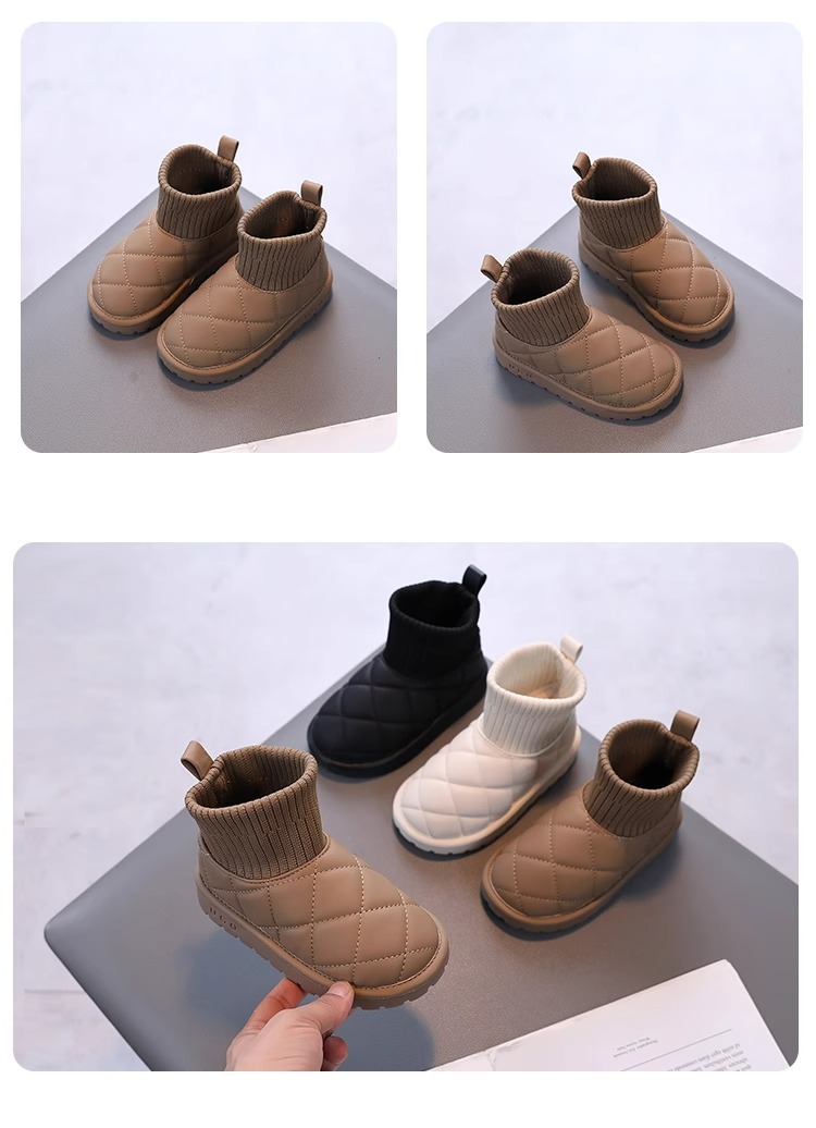 Tongku lapin imperméable neige B chaussures en coton pour enfants 2023 hiver nouvelles filles coton B peluche deux chaussettes en coton_voghion.com