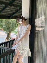 法式优雅蝴蝶结背心连衣裙女2025夏季新款小个子简约百褶a字短裙