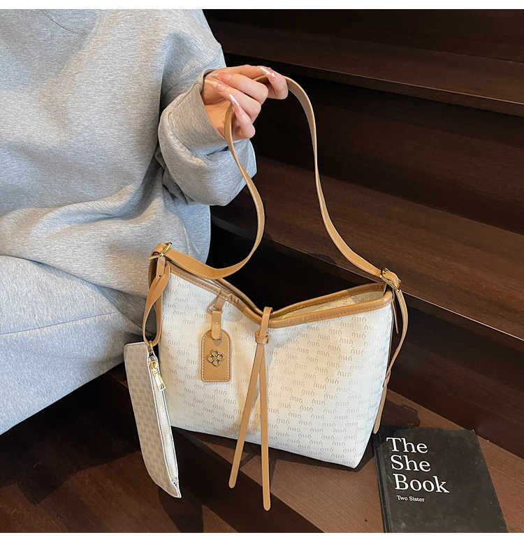 Large-capacity French Tote bag for women 2025 new style, elegant European and American fashionable women's bag, casual shopping and commuting bag undefined