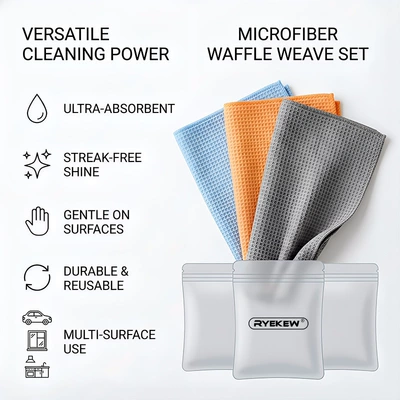 Towel, Waffle Cleaning Towel — Car cleaning tools