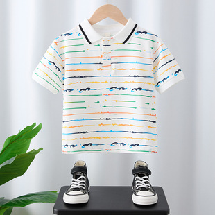 Boys Summer Short-Sleeved T-Shirts Kidsren's Fashionable Half-Sleeved Tops Boys Casual Summer Clothes Baby Polo Shirts Trendy