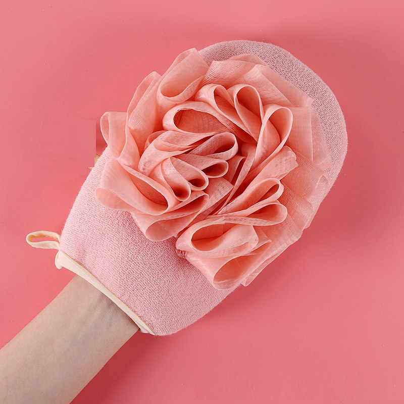 Toalla de baño de flores de baño, bola de baño dos en uno, guantes de baño suaves, artefacto de frotamiento de espalda, toalla de baño de arena fina, toalla de baño de doble cara