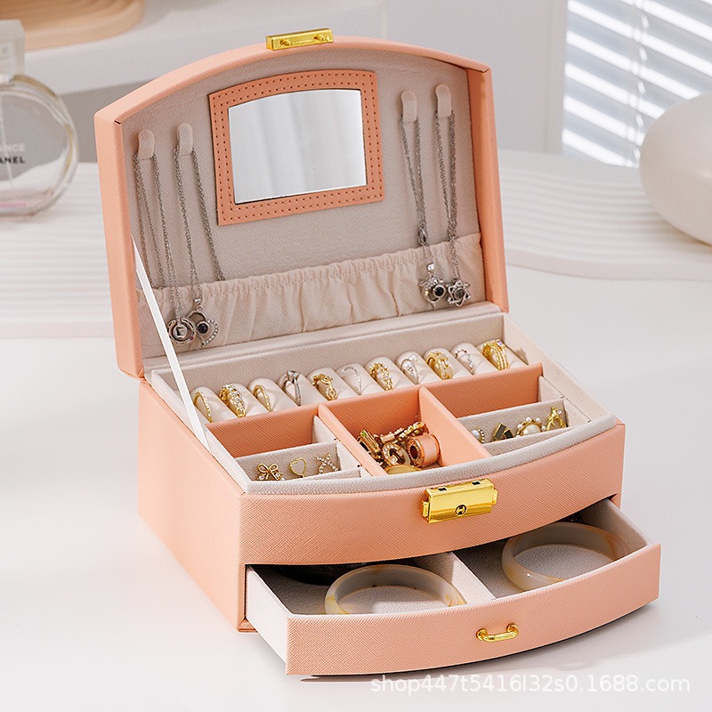 Joyas de viaje joyero pequeño portátil nuevo anillo pendientes caja de almacenamiento de gama alta exquisito anti-oxidación oro image 10