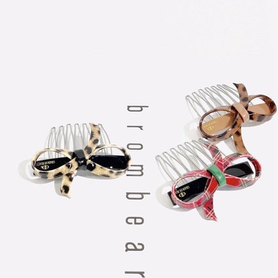 FS0502韩国GrainDeBeaute饰品Aznavour阿兹娜雅致素面蝴蝶结发梳|ru