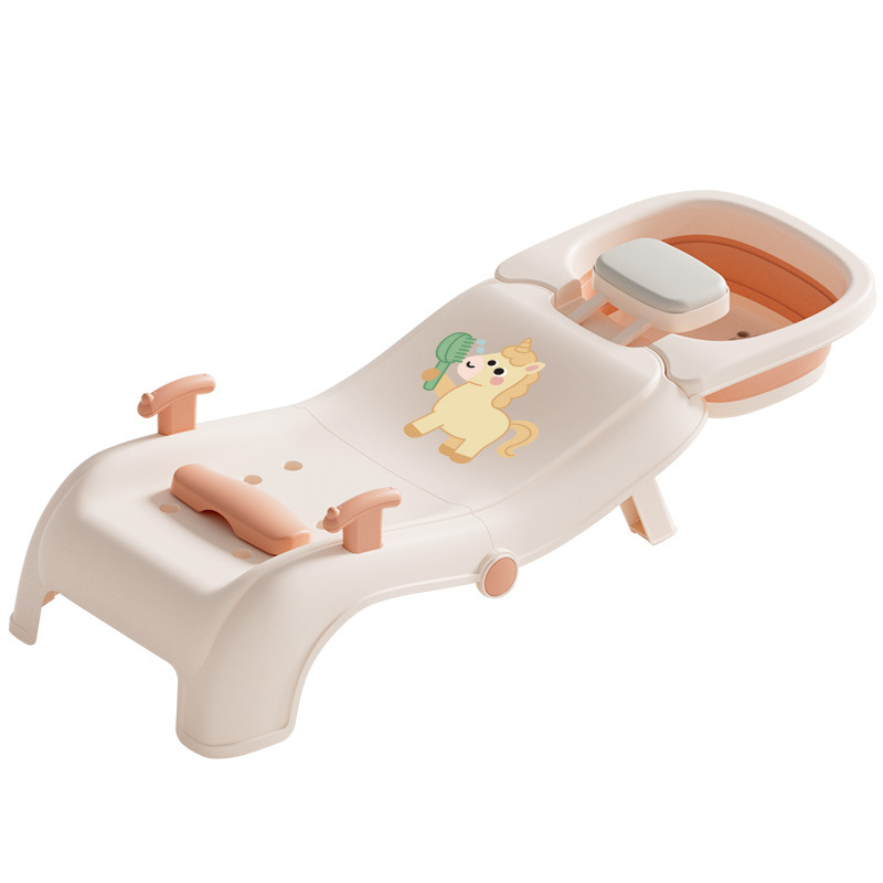 Silla de lavado de cabello plegable portátil de almacenamiento para bebés, sillón de reclinación para niños más cama de lavado de cabello para niños