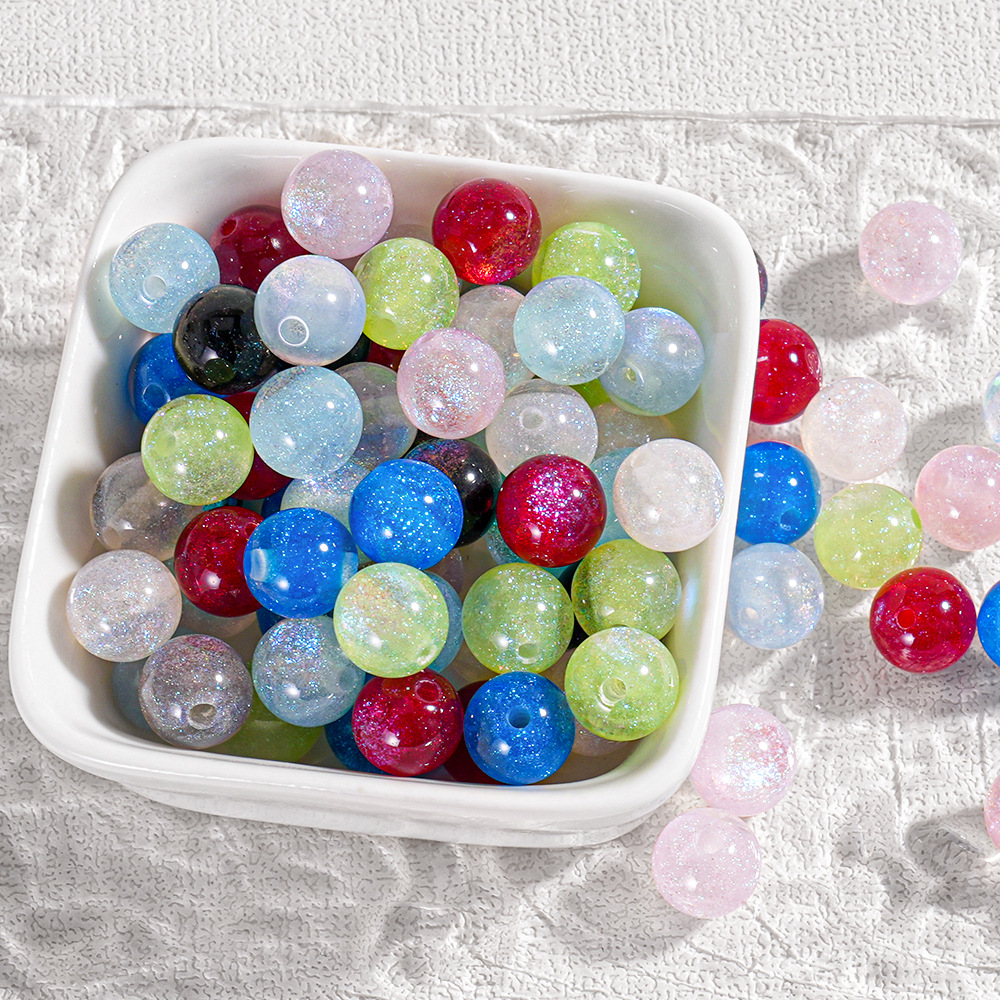 [100 piezas] cuentas de resina brillantes cuentas de ojo de gato cuentas de cielo estrellado diy material de cuentas de cadena de teléfono móvil hecho a mano