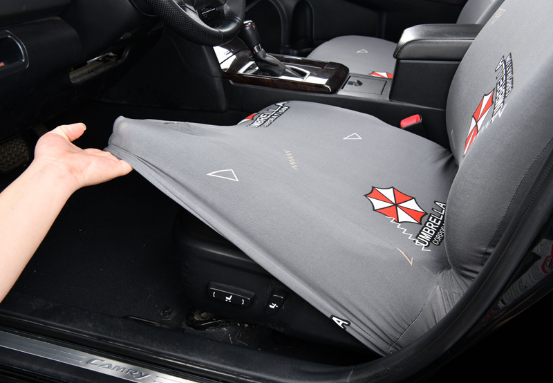 Fabric car elastic seat cover, non-slip, full coverage, thin model, front row driver and passenger seat cushion cover, one-piece dust cover