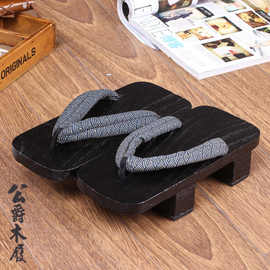 日本传统男女士款足底二齿和服木屐男宽板木拖鞋 木底夹脚 人字拖