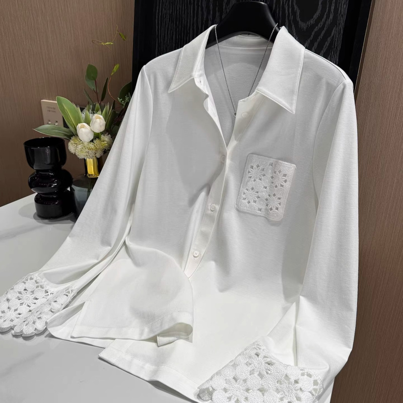 Unique and Super Stylish Shirt~2026 Early Spring New French-Style Youthful and Trendy Design White Pure Cotton Top Unique and Super Stylish Shirt~2026 Early Spring New French-Style Youthful and Trendy Design White Pure Cotton Top