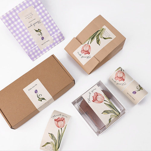 Thank you labels, sticker decorations, self-adhesive labels, airplane box sealing stickers, wholesale, floral, curly stickers