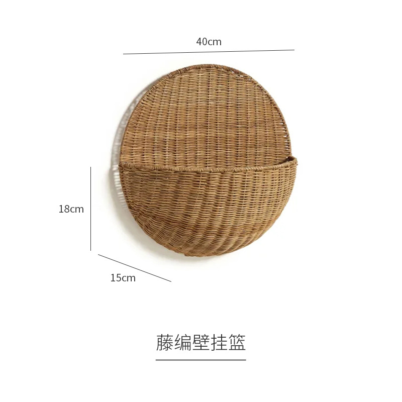 Canasta colgante de pared de Ratán
