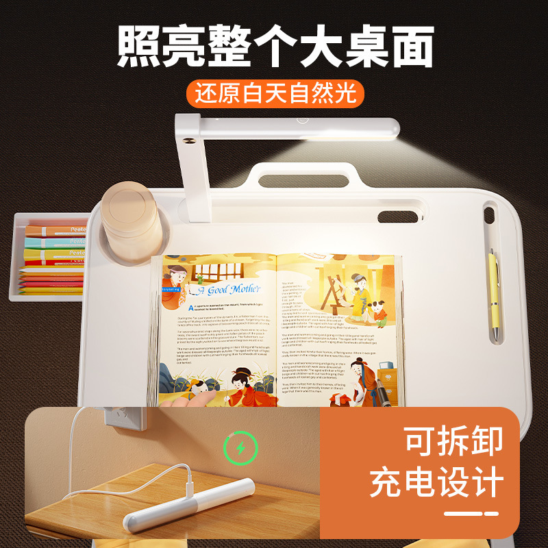 Car-Mounted Small Table with Reading Light, Foldable Car Interior Study Table, Rear Seat Homework Desk Gadget