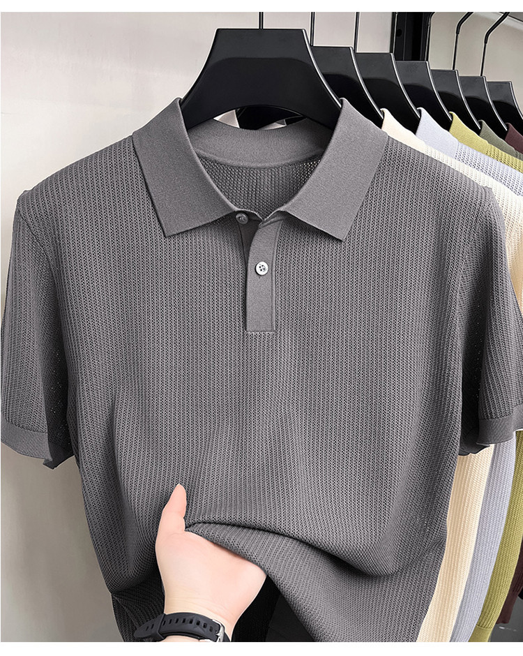 Men's High End Modal Breathable Cooling Collar Polo Shirt New Summer Short Sleeve Knitted T-Shirt Comfortable Fashion Top_viptrois.com
