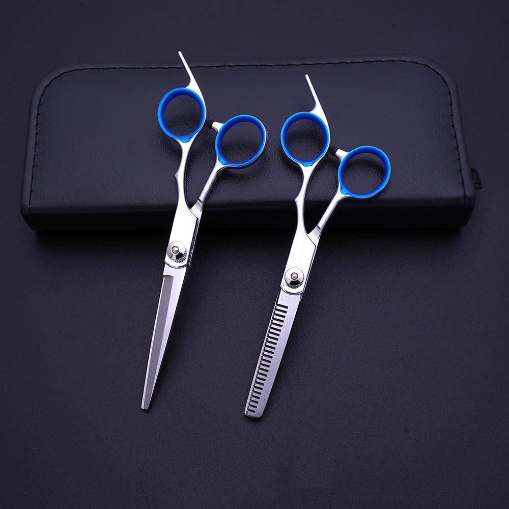 Tijeras de peluquería para adelgazar flequillo, juego de tijeras planas para corte de cabello en casa, herramientas profesionales de barbería