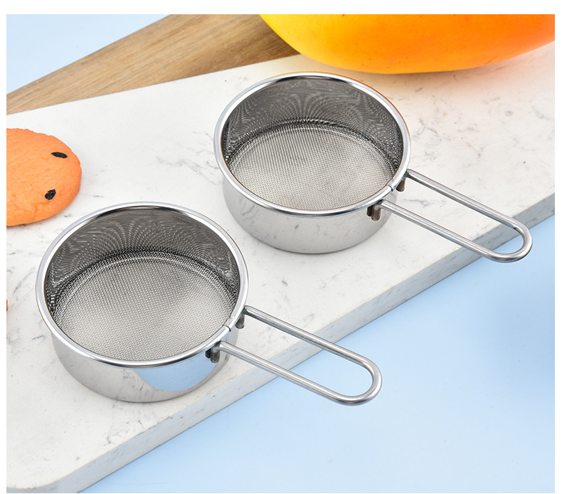 Stainless Steel Handheld Flour Sifter Cup Style Semi Automatic Baking Tool for Flour Powder Sugar and Sample Sieving in use