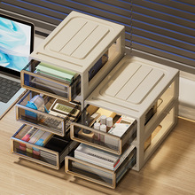 桌面收纳盒家用高档透明办公室桌上抽屉式长方形整理篮防尘塑料筐