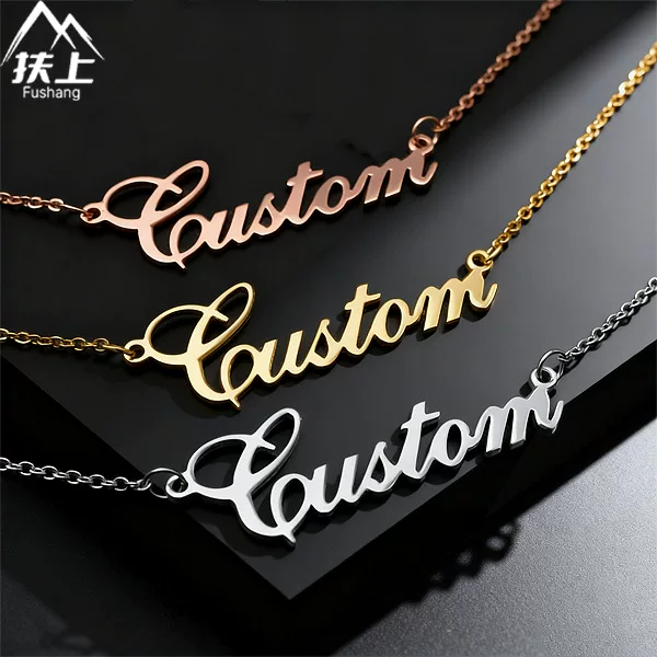 [Support] Customized Stainless Steel Name Electroplated Real Gold English Letter Necklace Personalized Bracelet Earring Set