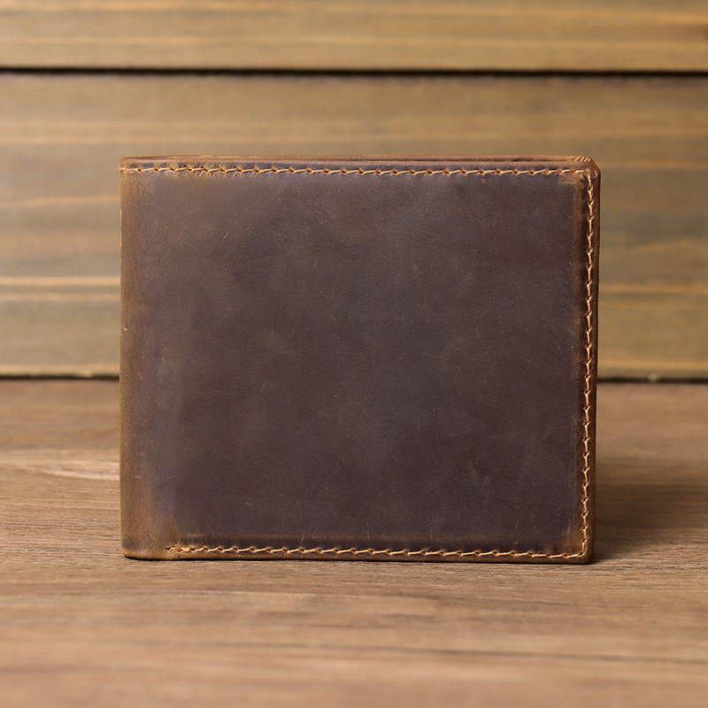 Crazy Horse leather men's wallet short European and American retro genuine leather wallet first layer cowhide wallet cross-border hot wholesale and retail