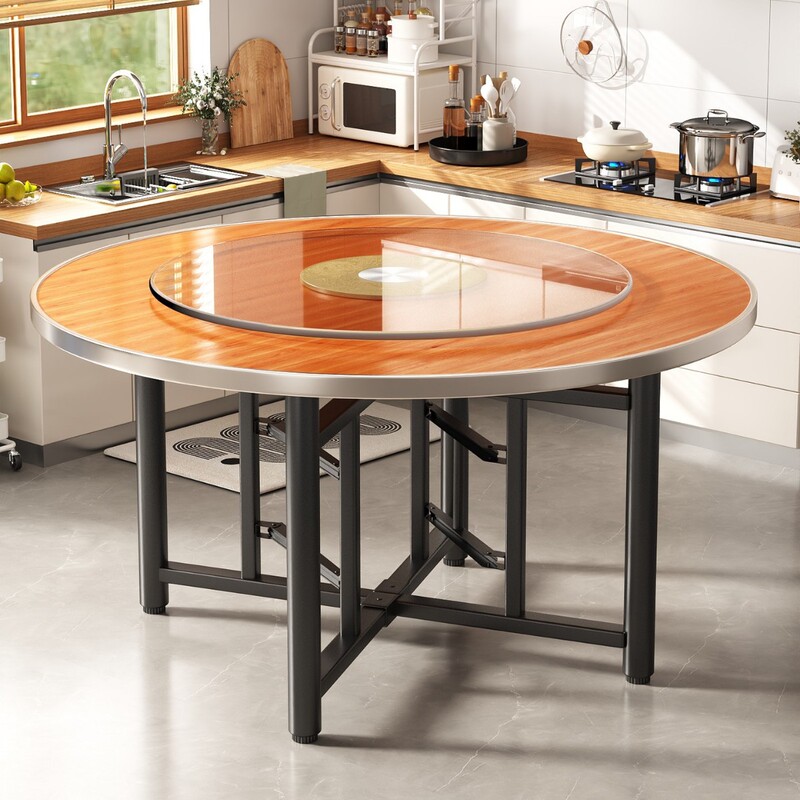 Large Round Dining Table Foldable Dining Table and Chair Combination Negotiation New Chinese Style Dining Table Home Desktop Turntable Large Round Dining Table Foldable Dining Table and Chair Combination Negotiation New Chinese Style Dining Table Home Desktop Turntable