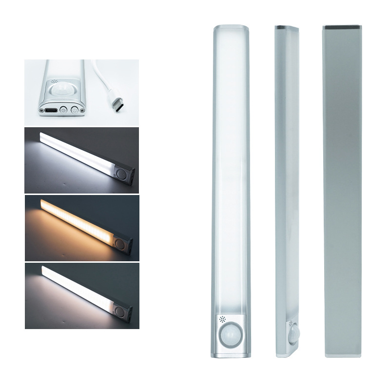 Fuente fabricante recargable luz nocturna luz de sensor de cuerpo humano led inteligente luz de armario de pared luz de armario de succión magnética de batería