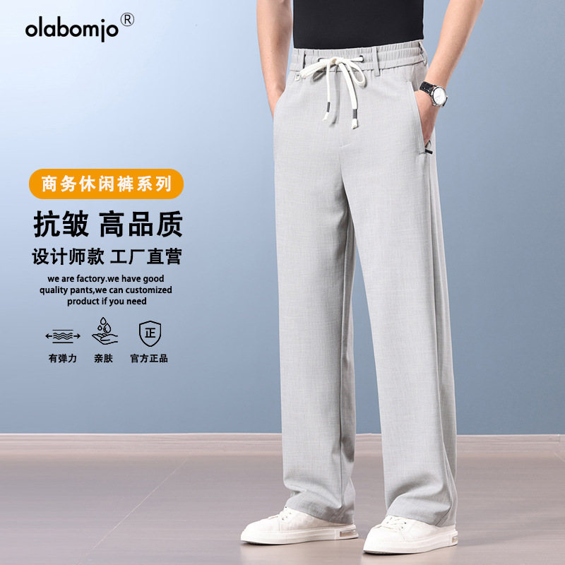 Ola Spring and Summer Straight-Leg Casual Pants for Men, Loose Fit, Light Luxury Business Style, New Versatile Trendy High-End Long Pants Ola Spring and Summer Straight-Leg Casual Pants for Men, Loose Fit, Light Luxury Business Style, New Versatile Trendy High-End Long Pants