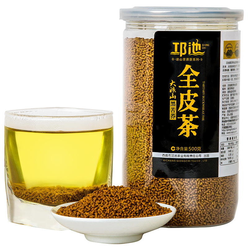 黑苦荞茶全皮茶正品大凉山特产级苦荞茶500g罐装麸皮麦香苦荞麦茶