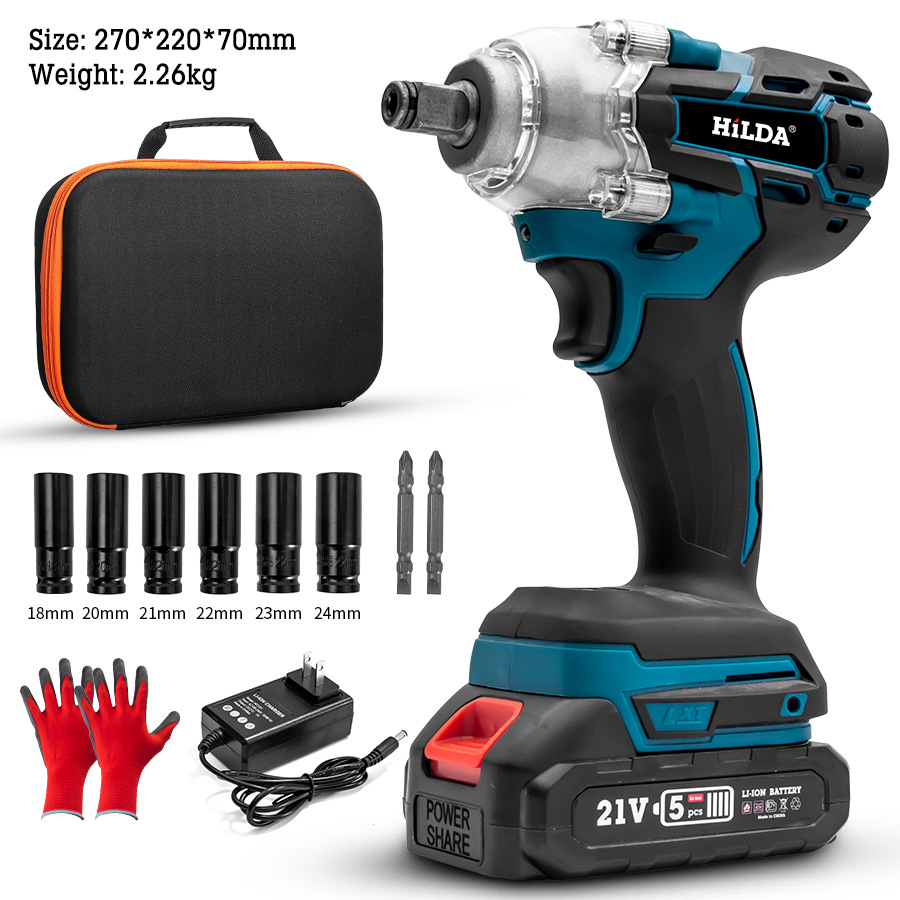 Hilda ventas directas de fábrica llave de par grande de litio recargable impacto llave eléctrica hogar auto reparación llave tablero