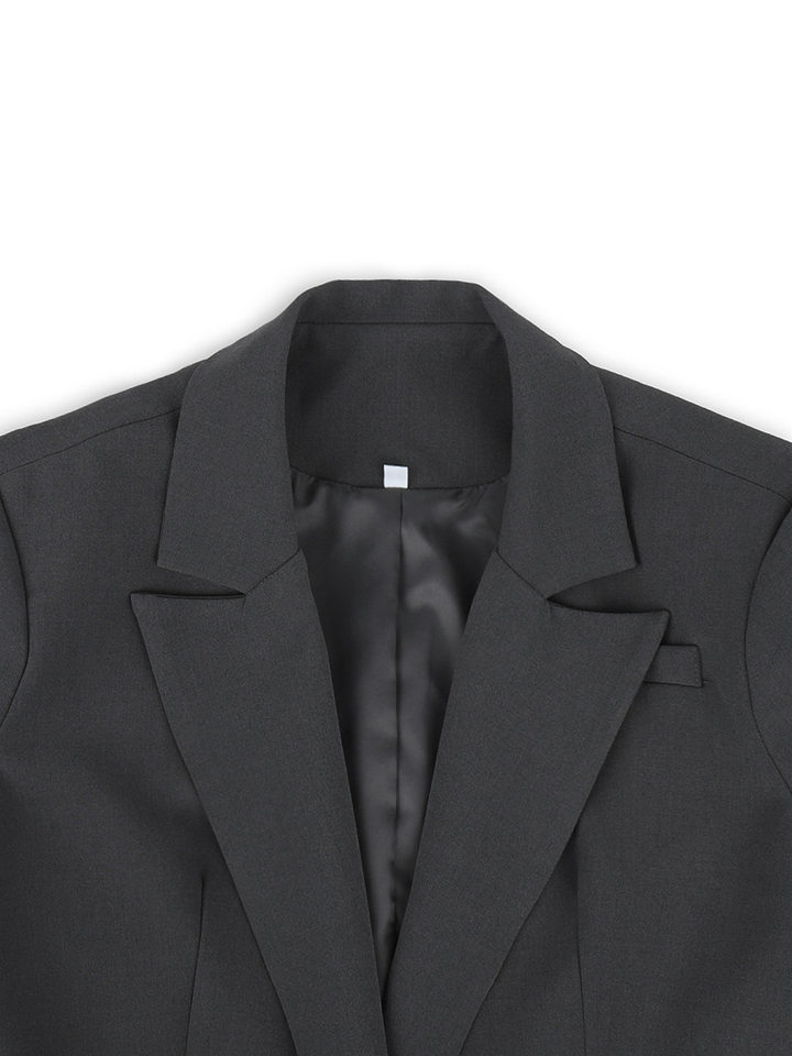 Áo vest nữ dáng ôm thắt eo cổ chữ V tay dài phong cách công sở — màu xám, màu đen chi tiết 18