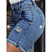 J 28561 Plus-size distressed denim shorts �����ƶ�ţ�ж̿���