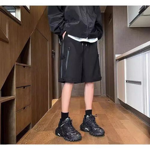 Selected Summer Trend Brand Waterproof Quick-Dry Work Short Pants Men Black American Casual Loose Five-Finger Pants