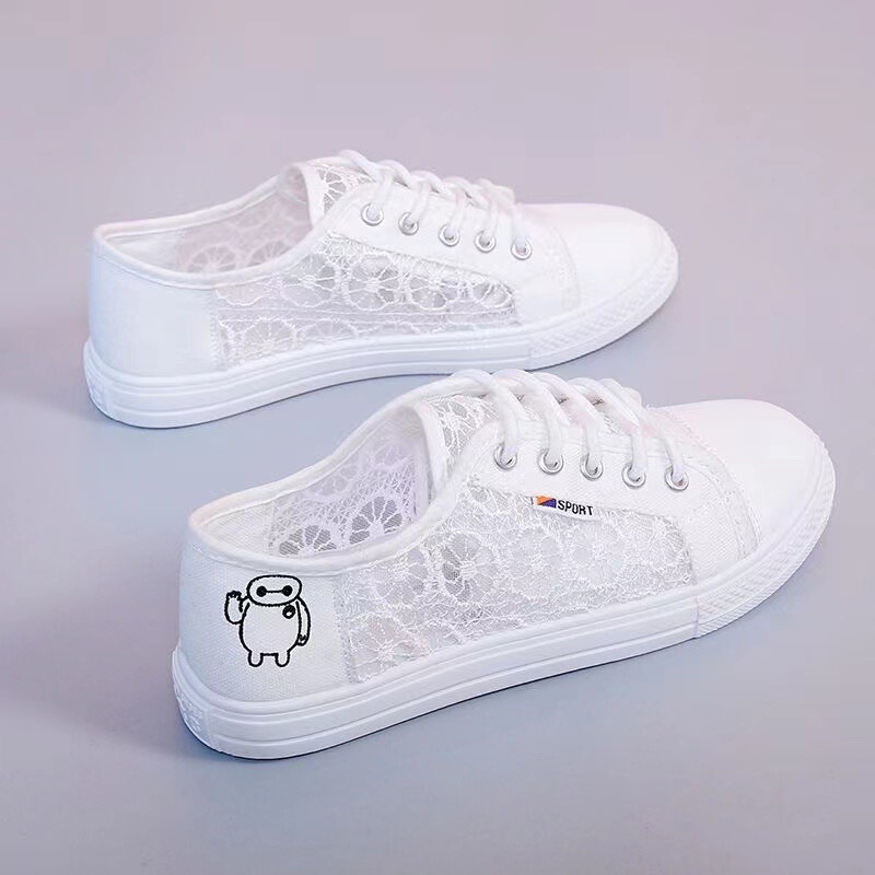 2023 New White Shoes Korean Style Student Shoes Sandals Women's Summer Mesh Flat Lace Toe Canvas Shoes Single-Layer Shoes 2023 New White Shoes Korean Style Student Shoes Sandals Women's Summer Mesh Flat Lace Toe Canvas Shoes Single-Layer Shoes
