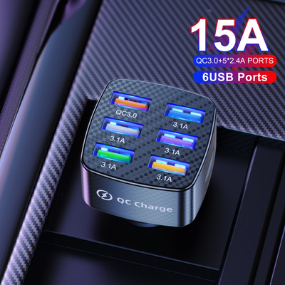 Новый 6USB QC3.0 Быстрая зарядка 15A6 Port Car Fast Зарядка зарядное устройство для мобильного телефона QC3.0