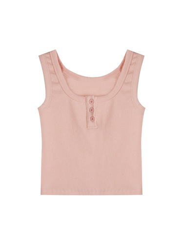  new summer style sweet and spicy outer wear short U-neck racer top pink camisole women's inner layer