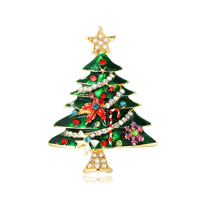 Europa y los Estados Unidos Navidad transfronteriza venta caliente diamante broche de árbol de Navidad personalidad chaqueta broche de flores accesorios de ropa regalo