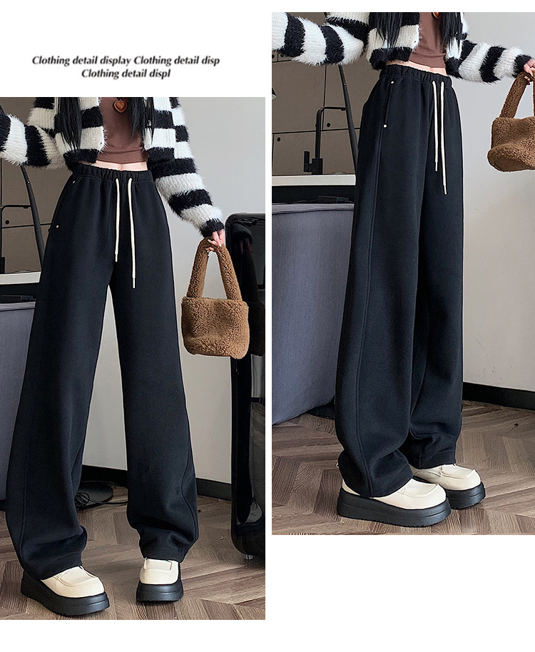 Autunno e inverno Isolamento in peluche Nuovi pantaloni sportivi casual lunghi a gamba dritta larghi e dimagranti_voghion.com