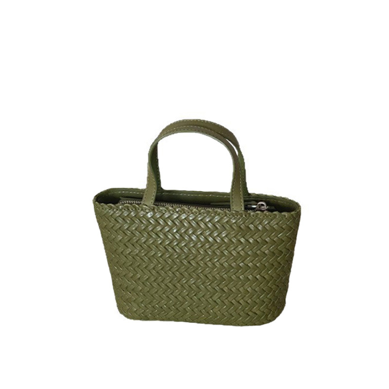 Vacation Style Tote Bag 2025 New Hand-Woven Top Grain Cowhide Leather Basket Bag Women's Genuine Leather Crossbody Bag - Thumbnail 5