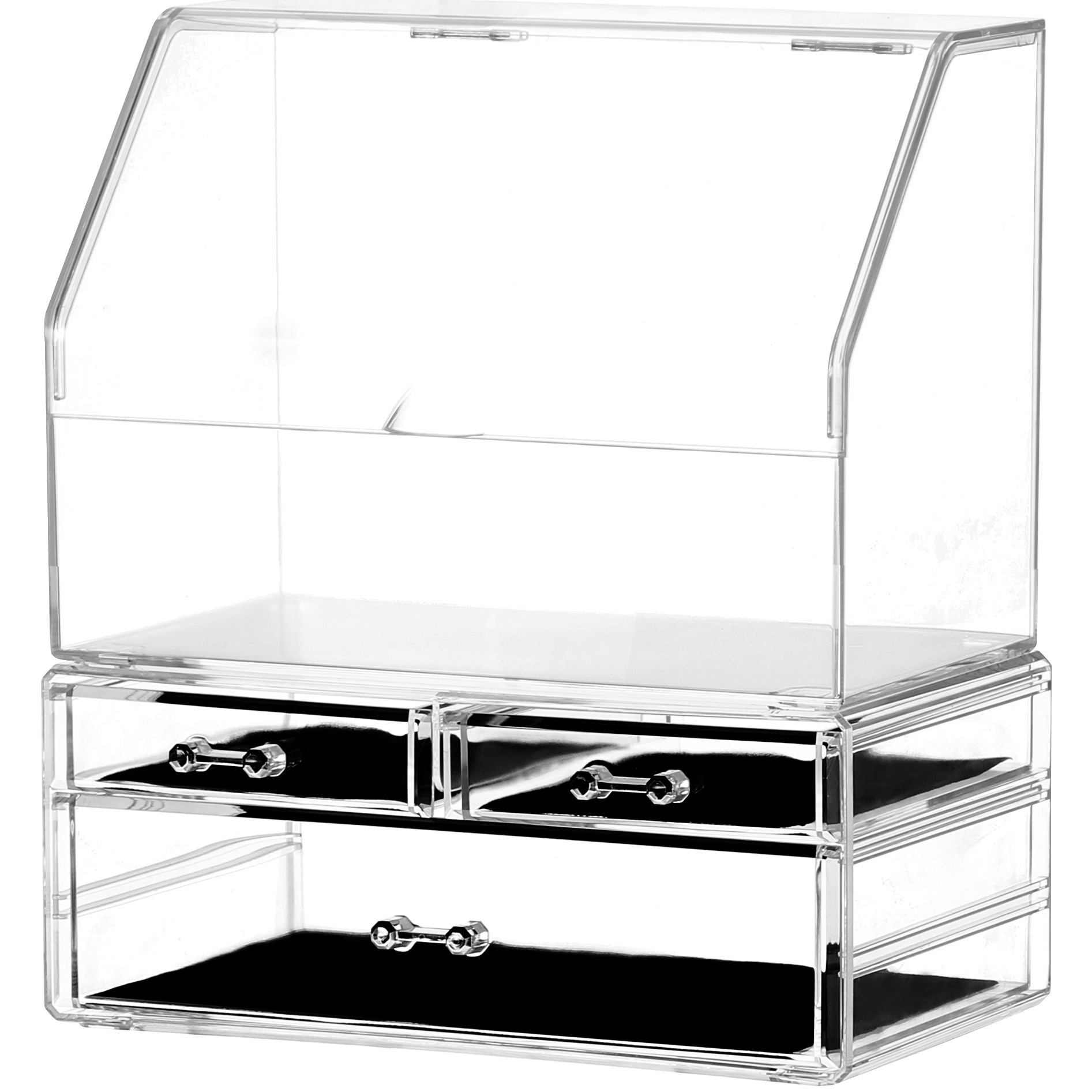 Caja de almacenamiento de cosméticos tipo cajón lujoso acrílico gabinete de almacenamiento de productos de cuidado de la piel con cubierta de gran capacidad estante de escritorio