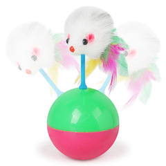 Wholesale Cat Wands with Inflatable Mice, Colorful Feathers, Velour Coating, Sound Balls, Interactive Toys